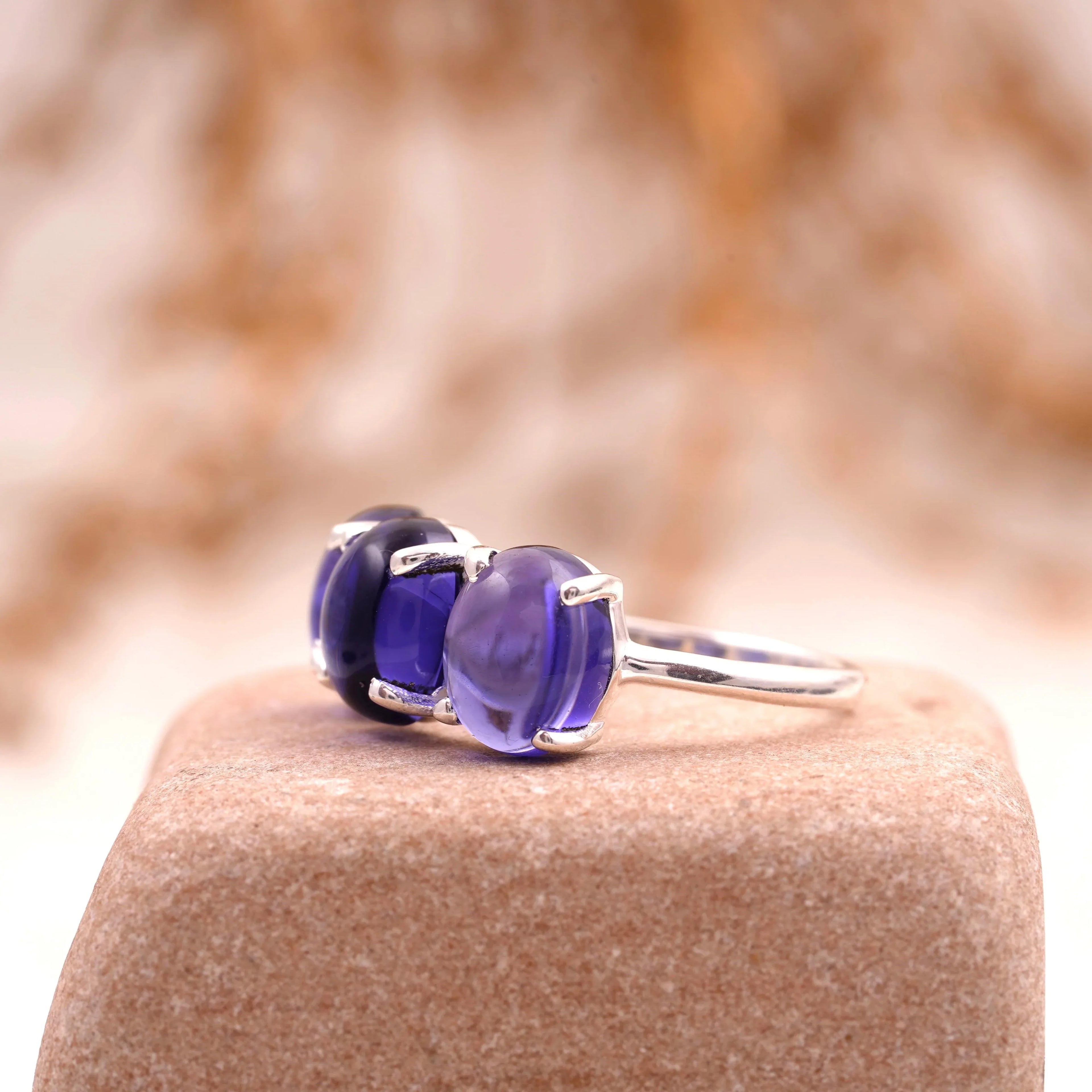 Tanzanite Stacking Three Stone Engagement Ring - MinimalistJewels