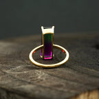 Long Baguette Watermelon Tourmaline Bicolor Engagement Ring - MinimalistJewels