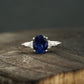 Oval Cut Blue Sapphire Sterling Silver Engagement Ring