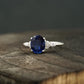 Oval Cut Blue Sapphire Sterling Silver Engagement Ring