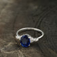 Oval Cut Blue Sapphire Sterling Silver Engagement Ring