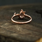 Pear Morganite Leaf Engagement Ring For Women - MinimalistJewels
