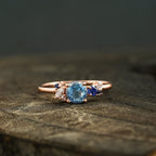 Aquamarine Cluster CZ Diamond Stacking Ring For Women - MinimalistJewels