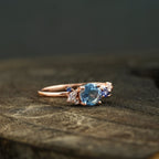 Aquamarine Cluster CZ Diamond Stacking Ring For Women - MinimalistJewels