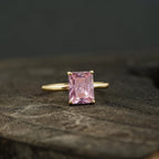 Emerald Pink Sapphire Gold Engagement Ring - MinimalistJewels