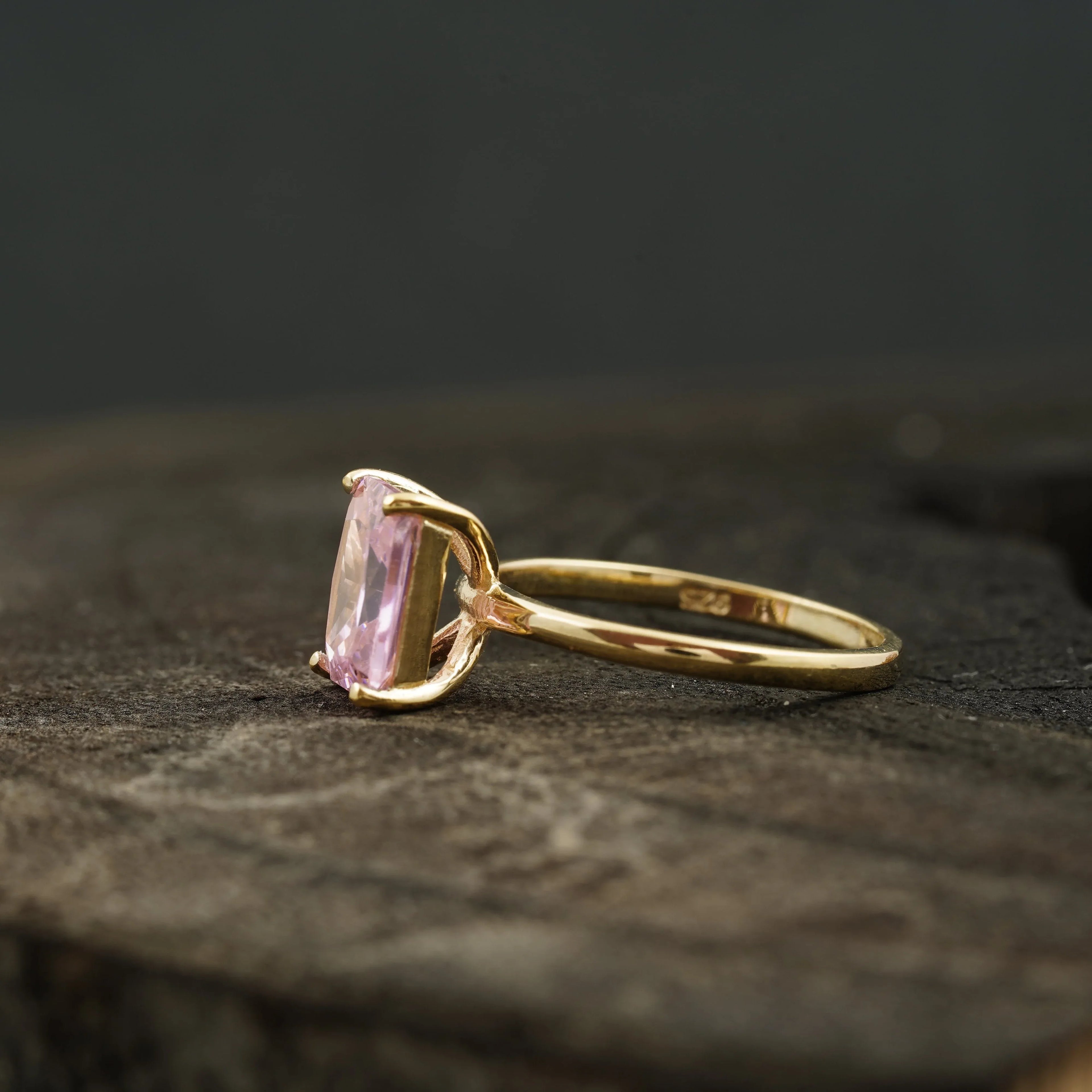 Emerald Pink Sapphire Gold Engagement Ring - MinimalistJewels