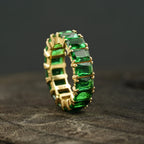 Emerald Full Eternity May Birthstone Wedding Band - MinimalistJewels