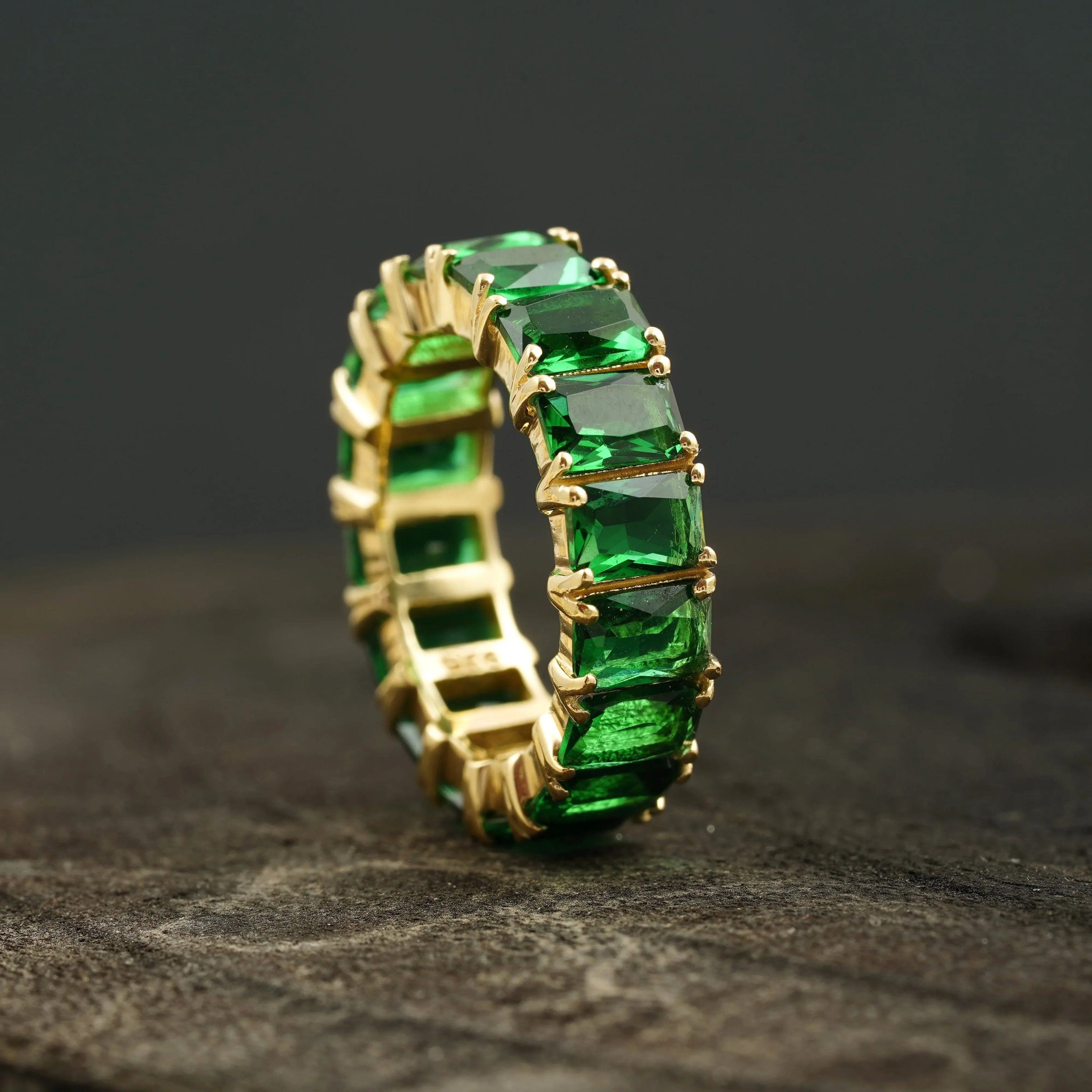 Emerald Full Eternity May Birthstone Wedding Band - MinimalistJewels