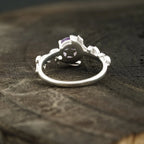 Alexandrite Moon Star Leaf Amethyst Engagement Ring - MinimalistJewels
