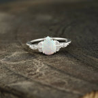 pear shaped opal cluster engagement ring | Promise bridal ring - MinimalistJewels