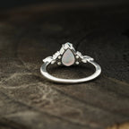 pear shaped opal cluster engagement ring | Promise bridal ring - MinimalistJewels