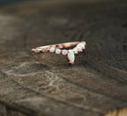 Marquise Opal Curved Wedding Band, October Birthstone, 14k Rose Gold Ring - MinimalistJewels