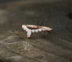 Marquise Opal Curved Wedding Band, October Birthstone, 14k Rose Gold Ring - MinimalistJewels