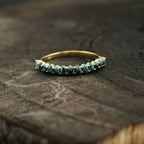 Dainty Stacking Turquoise Wedding Band, Half Eternity Band, 925 Sterling Silver - MinimalistJewels