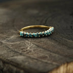Dainty Stacking Turquoise Wedding Band, Half Eternity Band, 925 Sterling Silver - MinimalistJewels