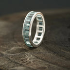 Baguette Cut Topaz Wedding Ring Gemstone Channel Set Birthstone Wedding Band - MinimalistJewels
