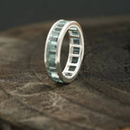 Baguette Cut Topaz Wedding Ring Gemstone Channel Set Birthstone Wedding Band - MinimalistJewels