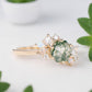 Green Moss Agate Hexagon Opal Stacking Ring Right Angle