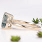 Emerald Cut Moss Agate Solitaire Engagement Ring For Women