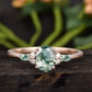 Oval Moss Agate Cluster Diamond Engagement Ring