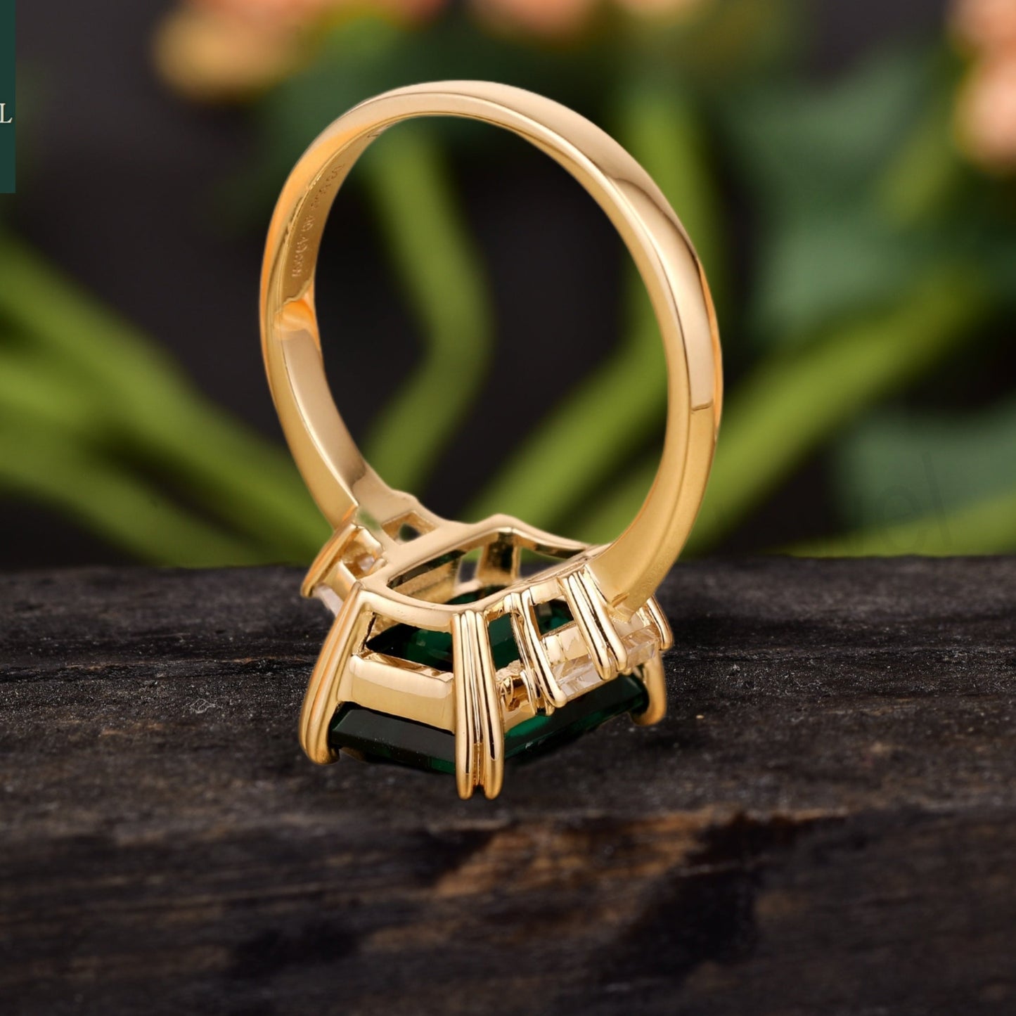 Lab Created Emerald Center Engagement Ring