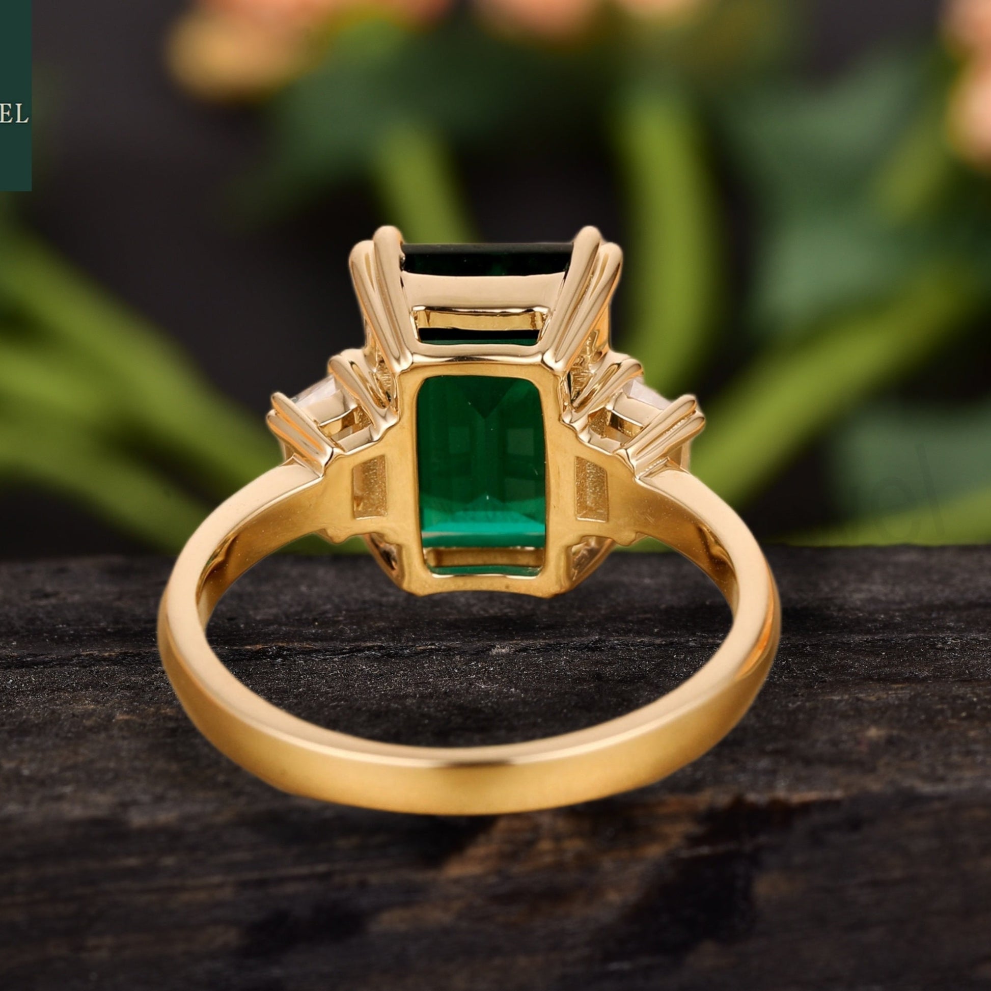 Lab Created Emerald Center Engagement Ring