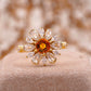 Victoria Natural Citrine Floral Cluster CZ Engagement Ring For Women