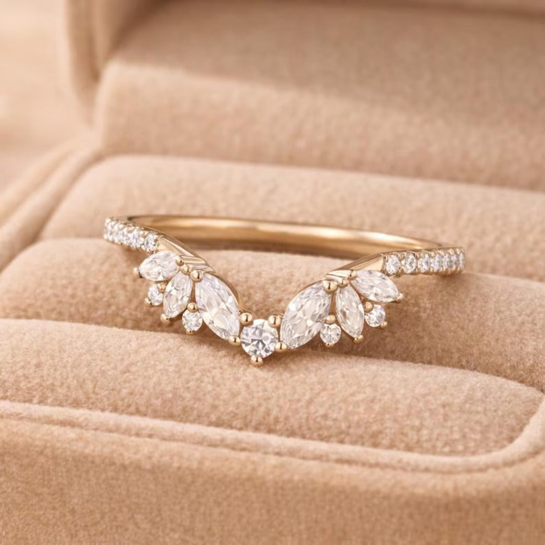 Floral Moissanite Wedding Band