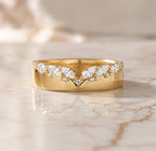 Main Marquise Moissanite Curved Wedding Band