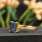 Emerald Cut Alexandrite Stone Solid Gold Engagement Ring