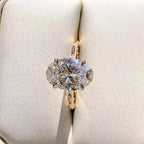 Oval Cut Moissanite Ring Daisy Floral Engagement Ring - MinimalistJewels