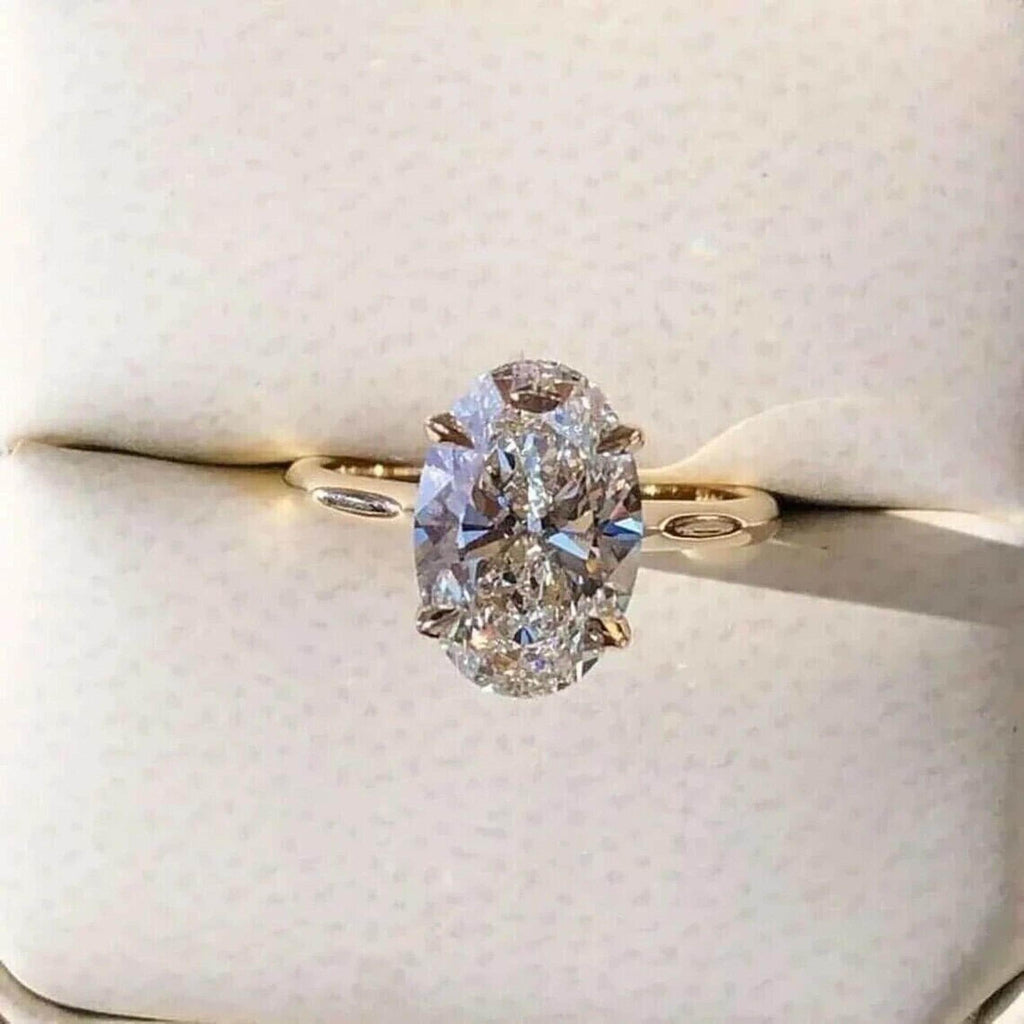 Oval Cut Moissanite Ring Daisy Floral Engagement Ring - MinimalistJewels
