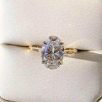 Oval Cut Moissanite Ring Daisy Floral Engagement Ring - MinimalistJewels