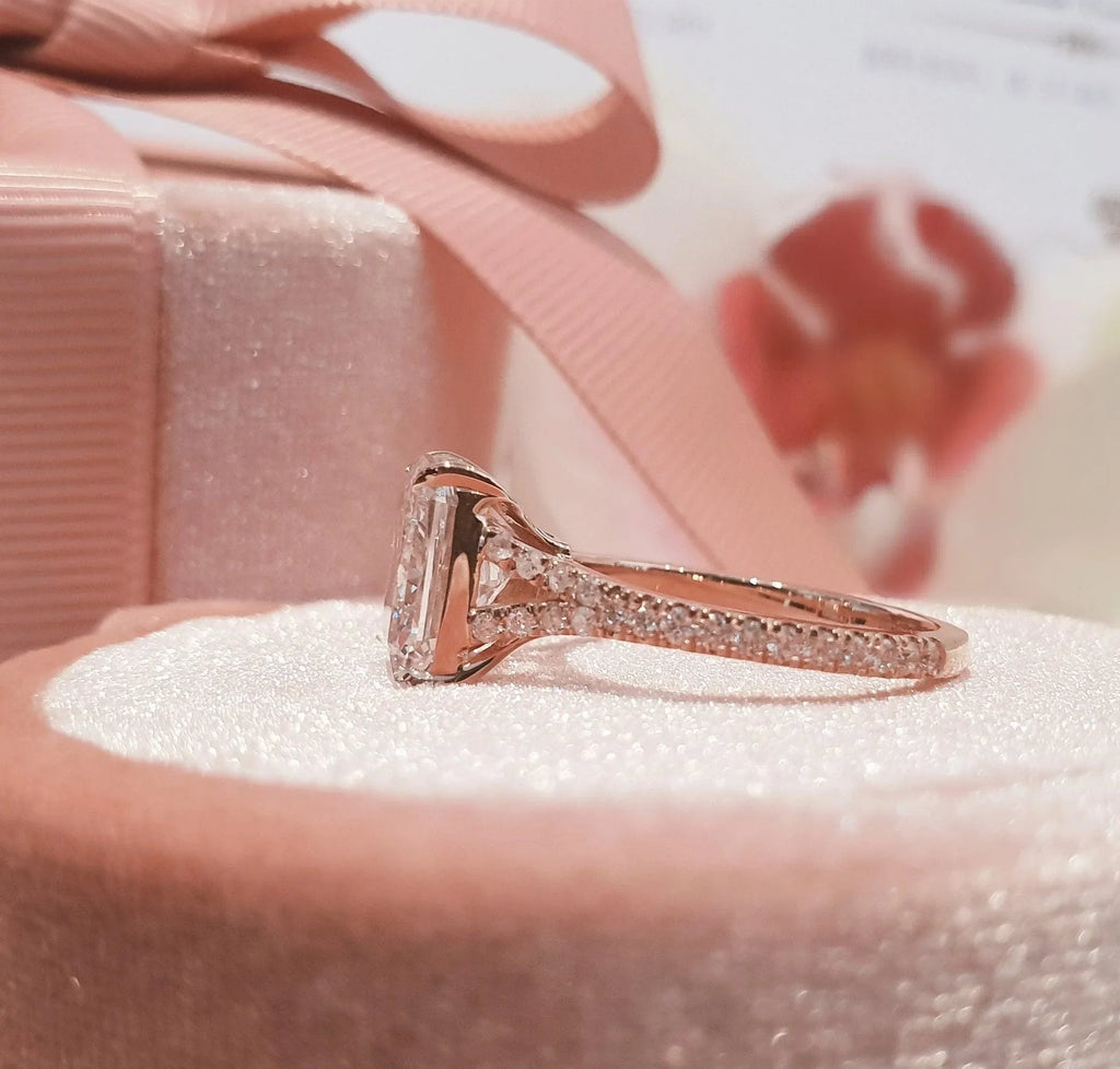 2.5CT Radiant Cut Moissanite Engagement Ring Set - MinimalistJewels