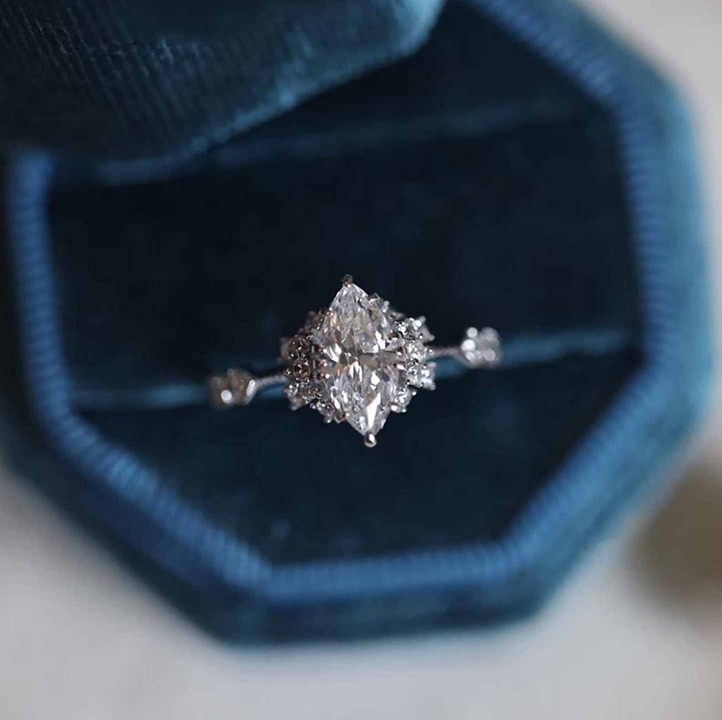 Marquise Cut Moissanite Engagement Unique Promise Ring