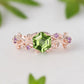 Hexagon Peridot Twig Vine Leaf Ring