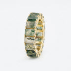 Baguette Cut Moss Agate Wedding Band Sold Gold