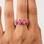 Vintage Pink Sapphire Marquise Cluster Engagement Ring With Model Finger