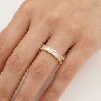 Baguette Cut Moissanite Wedding Band Half Eternity Band With Model Finger