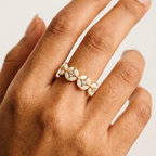 Vintage Fire Opal Engagement Ring With Model Finger