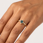 Round London Blue Topaz Vintage November Birthstone Ring With Model Finger