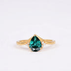 Green Emerald & Diamond Gold Engagement Ring