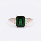 Green Emerald Gemstone Rose GOld Engagement Ring