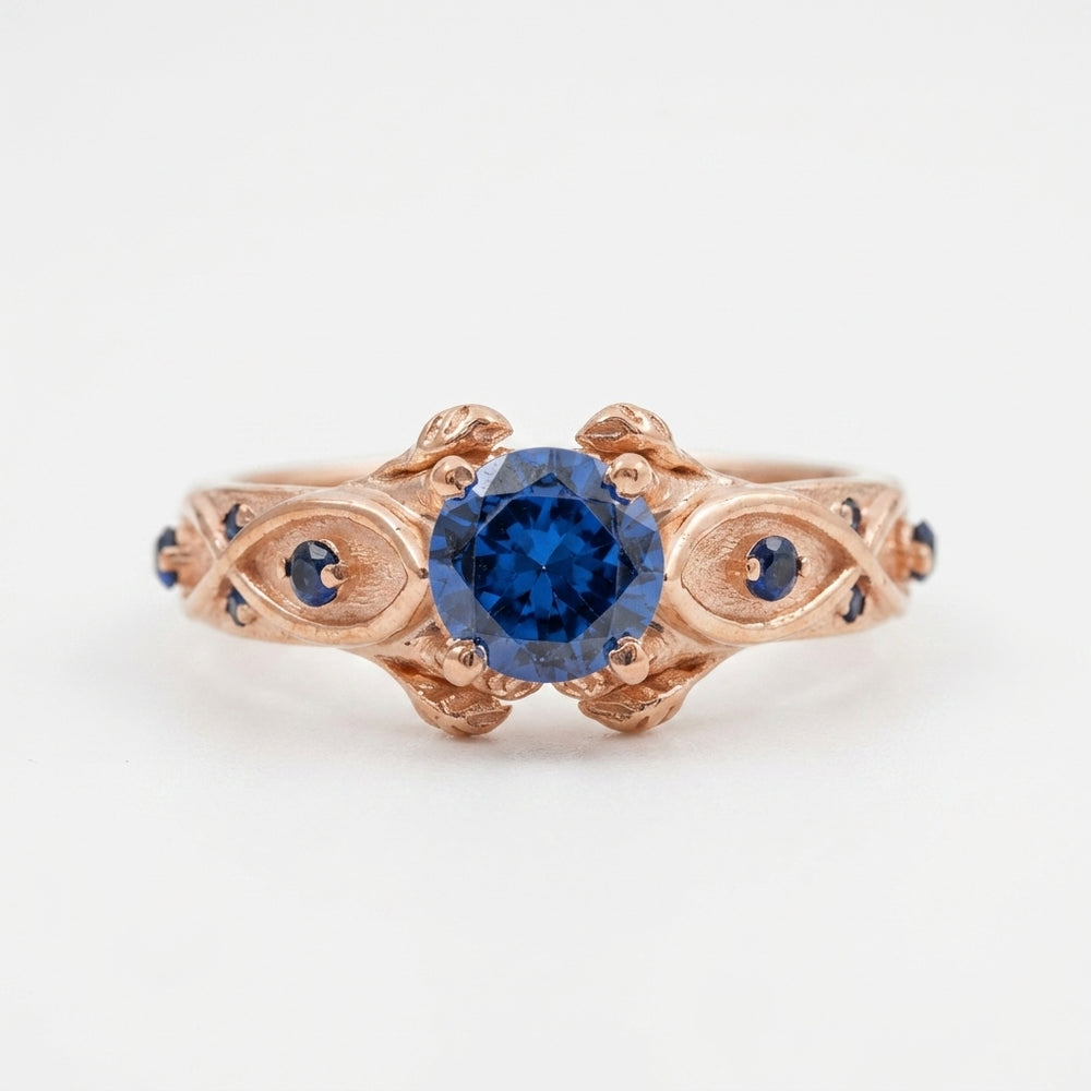 Zora Sapphire Spiritual Stone Rose Gold Engagement Ring 