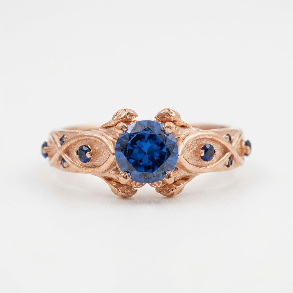 Zora Sapphire Spiritual Stone Rose Gold Engagement Ring 