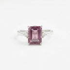 Emerald Cut Pink Tourmaline Silver Ring