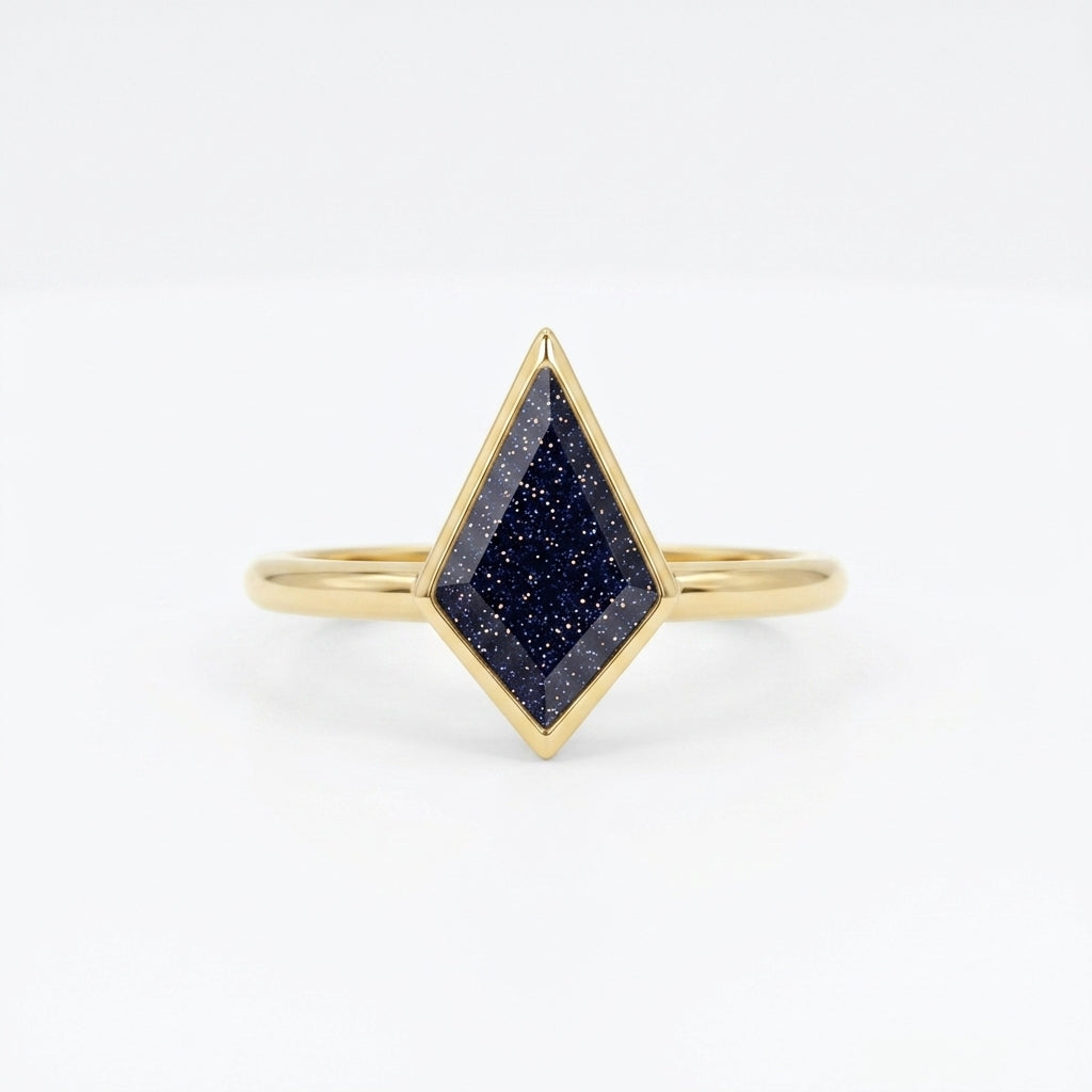 Kite Shaped Sandstone Gold Ring