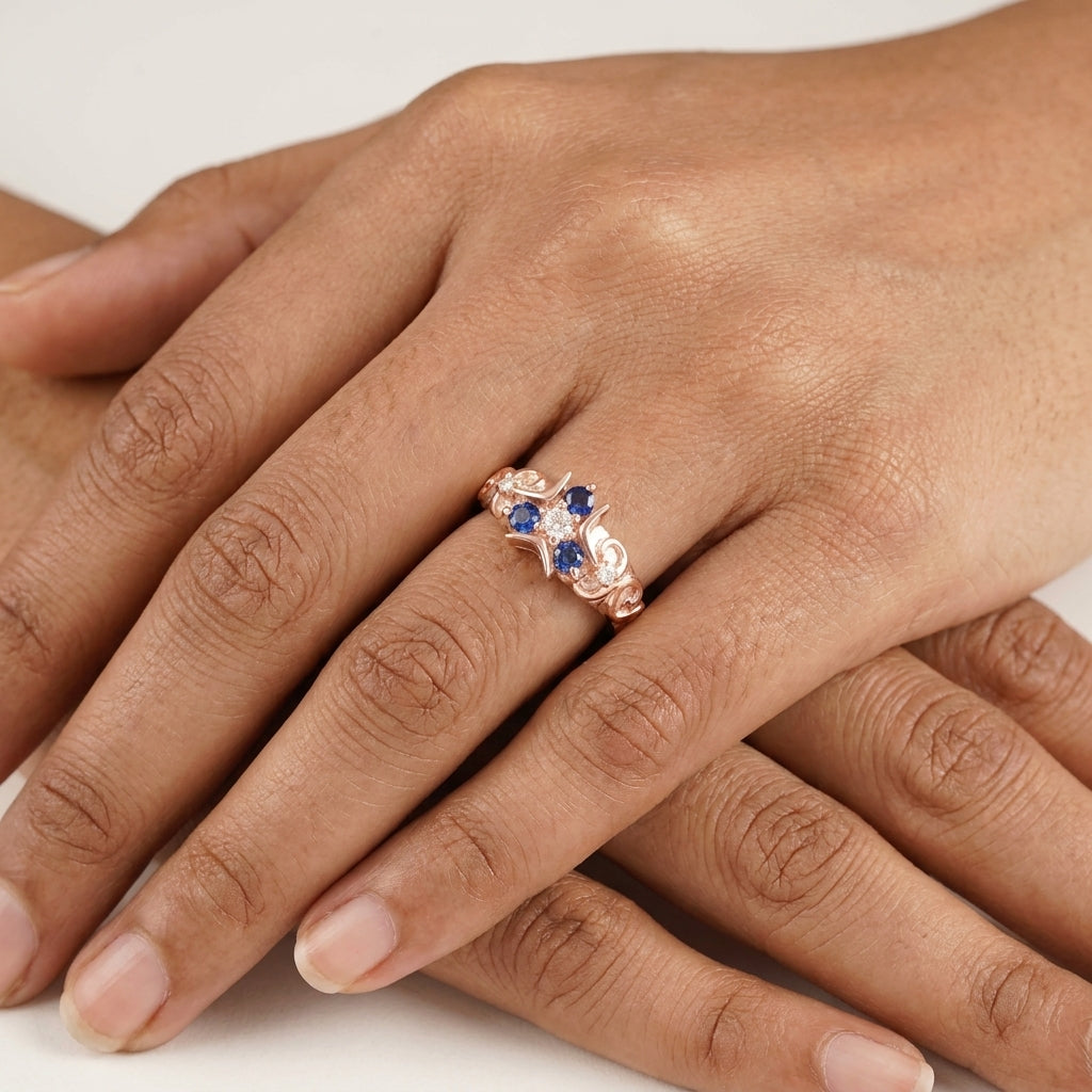 Triforce Zora's Sapphire Spiritual Stone Legend of Zelda Ring Wear in FInger