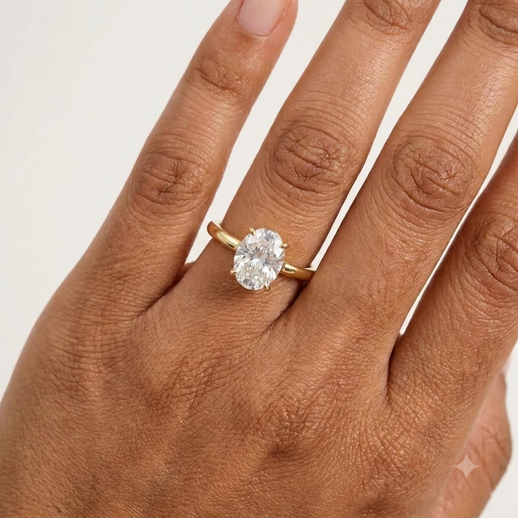 Oval Moissanite Engagement Rings With Model Finger