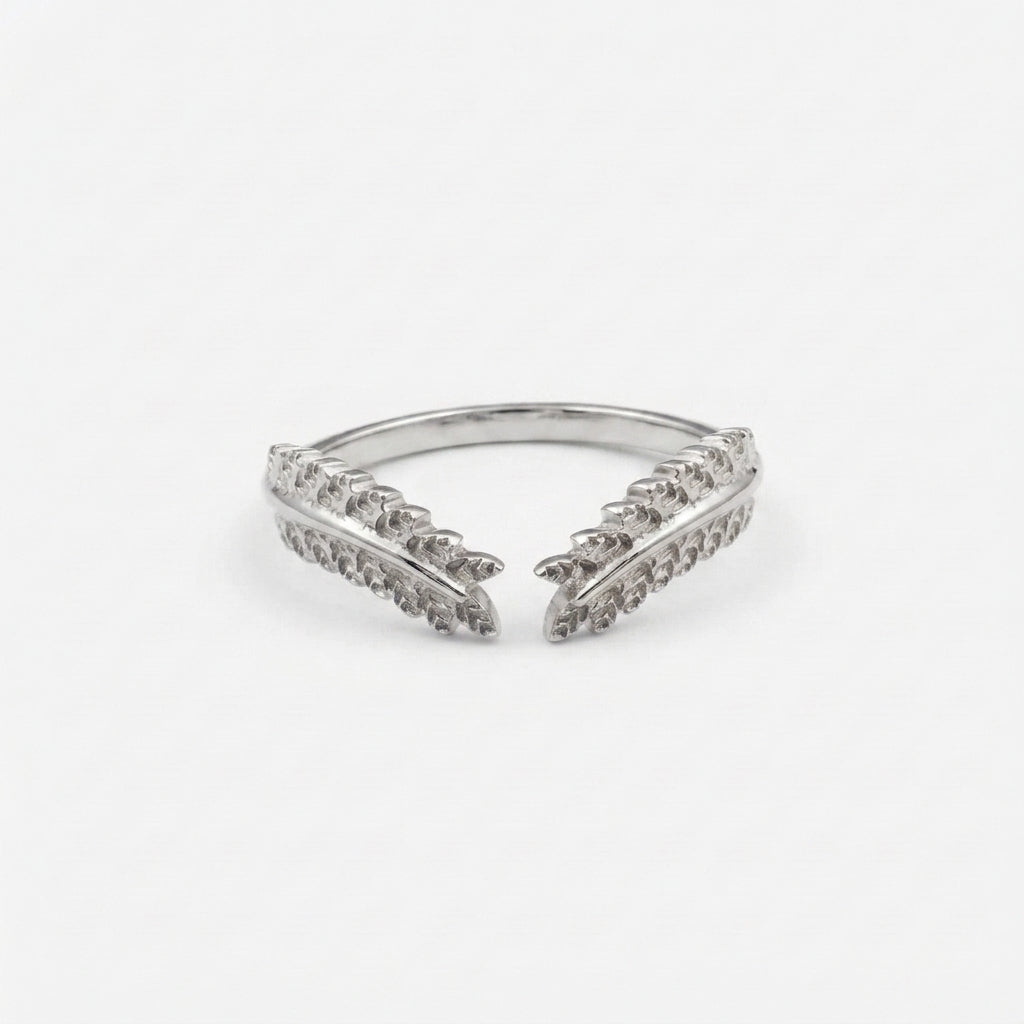 Vintage Leaf Open Wedding Band Silver